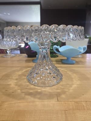 Vintage Fostoria American Clear Glass Pedestal Cake Stand Round Salver 10 Inch - Thumbnail 2