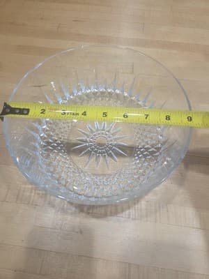 Vintage Anchor Hocking Clear Glass Bowl Diamond Point Starburst Serving Dish - Thumbnail 5