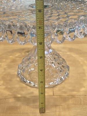 Vintage Fostoria American Clear Glass Pedestal Cake Stand Round Salver 10 Inch - Thumbnail 8