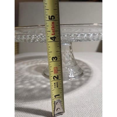 Vintage Anchor Hocking Wexford 12" Cake Stand Gold Trim WITH BOX - Thumbnail 7