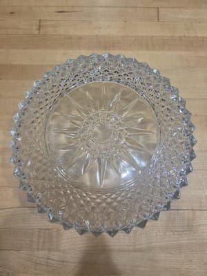 Vintage Anchor Hocking Clear Glass Bowl Diamond Point Starburst Serving Dish - Thumbnail 4