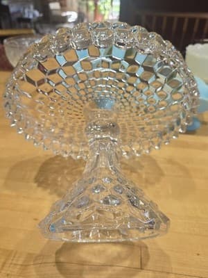 Vintage Fostoria American Clear Glass Pedestal Cake Stand Round Salver 10 Inch - Thumbnail 4