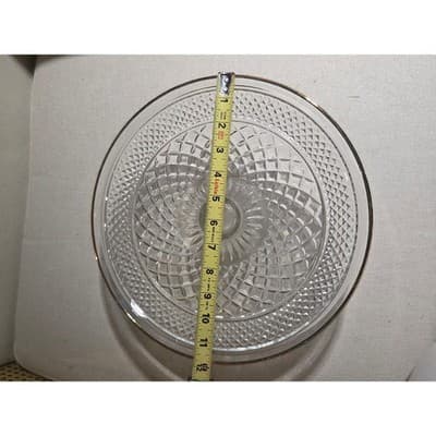 Vintage Anchor Hocking Wexford 12" Cake Stand Gold Trim WITH BOX - Thumbnail 6