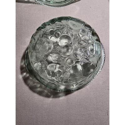Vintage Libbey Orchard Fruit Green Glass 3 Qt Casserole Dish with Pie Plate Lid - Thumbnail 5