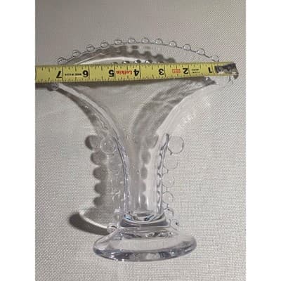 Vintage Imperial Glass Fan Vase Candlewick with a Beaded Rim and Sides - Thumbnail 7
