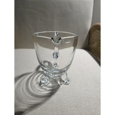 Clear Crystal Hand Blown Pitcher with Handle and Decorative Feet, 6 inches tall - Thumbnail 2