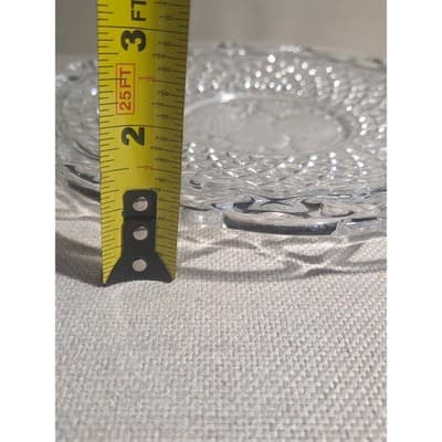 Vintage Imperial Glass Lace Edge 10.5" Sandwich Plate Frosted Fruit Center Clear - Thumbnail 8