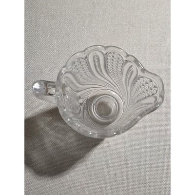 Antique EAPG McKee Doric Feather Creamer & Open Sugar Set Manganese UV Glow ASIS - Thumbnail 4