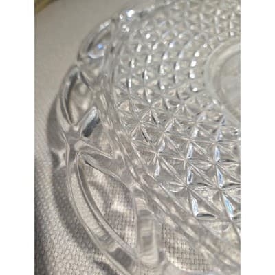 Vintage Imperial Glass Lace Edge 10.5" Sandwich Plate Frosted Fruit Center Clear - Thumbnail 6