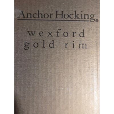 Vintage Anchor Hocking Wexford 12" Cake Stand Gold Trim WITH BOX - Thumbnail 3