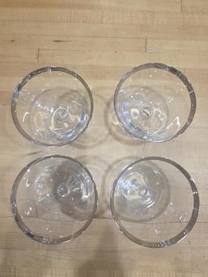 Vintage Platinum Rim Crystal Champagne Coupe Glasses Cocktail Stemware Set of 4 - Thumbnail 2