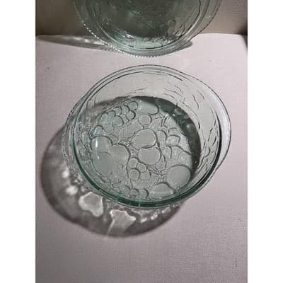 Vintage Libbey Orchard Fruit Green Glass 3 Qt Casserole Dish with Pie Plate Lid - Thumbnail 4