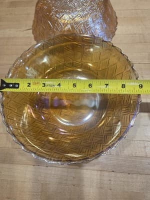 Vintage Indiana Glass Marigold Carnival Glass Basket Weave Nested Bowl Set of 2 - Thumbnail 7