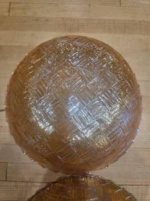 Vintage Indiana Glass Marigold Carnival Glass Basket Weave Nested Bowl Set of 2 - Thumbnail 6