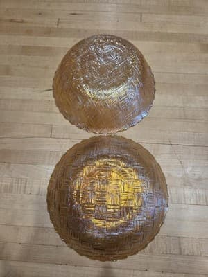 Vintage Indiana Glass Marigold Carnival Glass Basket Weave Nested Bowl Set of 2 - Thumbnail 3