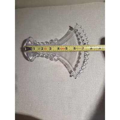 Vintage Imperial Glass Fan Vase Candlewick with a Beaded Rim and Sides - Thumbnail 6