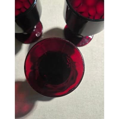 Vintage Anchor Hocking Royal Ruby Georgian Red Goblets - Set of 3 - Thumbnail 2