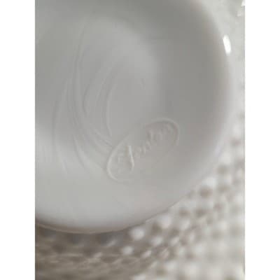 Vintage Fenton Milk Glass Hobnail Ruffled Basket 9.75 in wide 10.5 in tall - Thumbnail 6