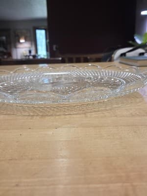 Vintage Anchor Hocking Wexford Clear Glass Round Serving Platter 13.5" AS IS - Thumbnail 3