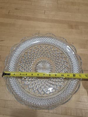 Vintage Anchor Hocking Wexford Clear Glass Round Serving Platter 13.5" AS IS - Thumbnail 4