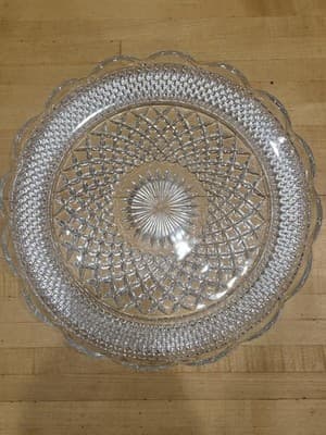 Vintage Anchor Hocking Wexford Clear Glass Round Serving Platter 13.5" AS IS - Thumbnail 2