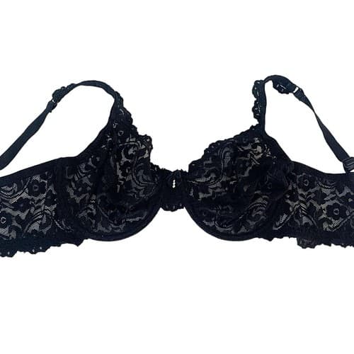 Smart & Sexy Black Bra Lingerie Lace Rhinestone Charm 34DD Bow French Style - Thumbnail 3