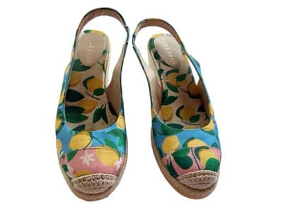 COLE HAAN Cloudfeel Espadrille Wedge Slingback Lemon Print Sz 7 Summer Spring - Thumbnail 5