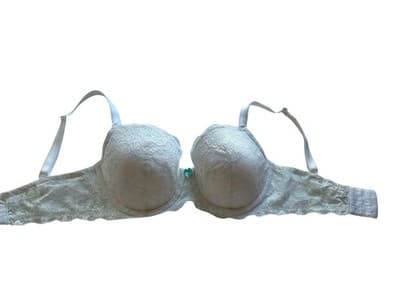 34DD White & Aqua Lined Demi Victorias Secret Bra Dream Angels Bow Free Shipping - Thumbnail 2