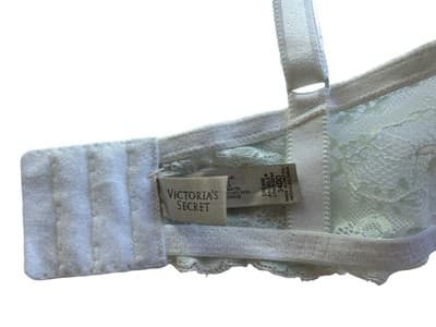 34DD White & Aqua Lined Demi Victorias Secret Bra Dream Angels Bow Free Shipping - Thumbnail 6