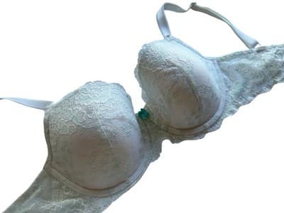 34DD White & Aqua Lined Demi Victorias Secret Bra Dream Angels Bow Free Shipping - Thumbnail 4