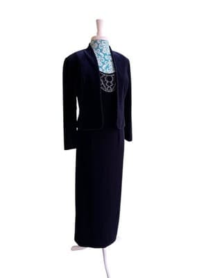 Adriana Papell Velvet Dress & Jacket Set Suit Christmas Evening Maxi Sequin Bead - Thumbnail 7