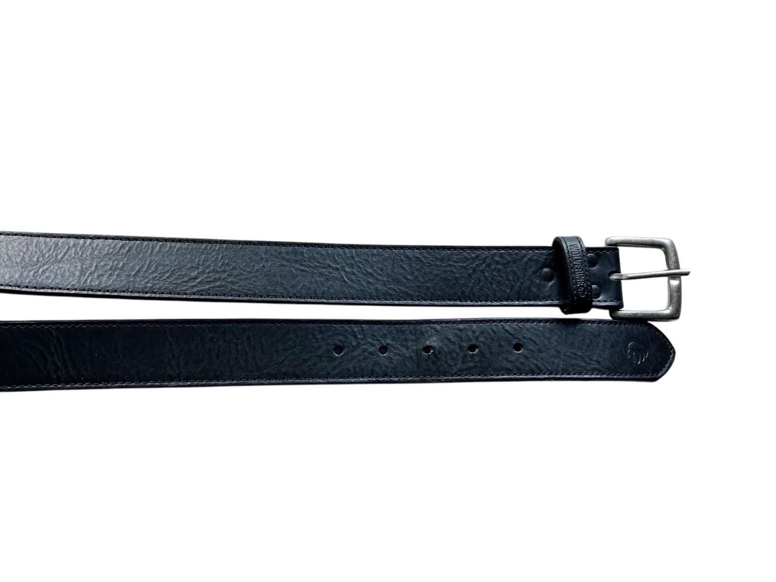 Wolverine 32 Black Genuine Leather Belt Silver Buckle Men’s Excellent Condition - Thumbnail 4