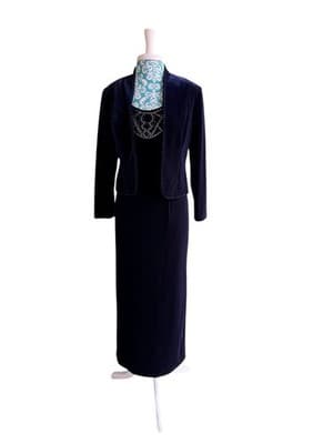 Adriana Papell Velvet Dress & Jacket Set Suit Christmas Evening Maxi Sequin Bead - Thumbnail 12