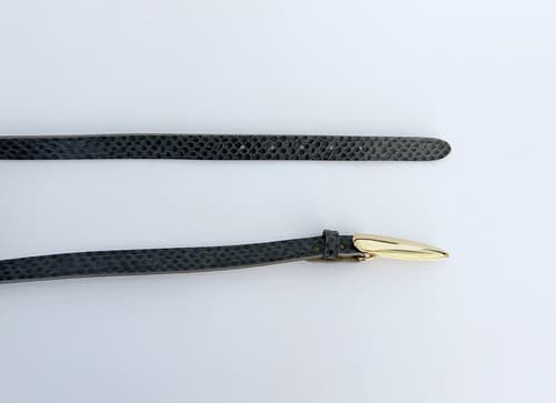 Vintage 1980’s Snakeskin Look Belt Gray Gold Skinny Boho Dagger Prairie Fall - Thumbnail 5