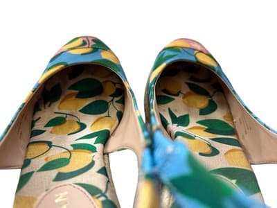 COLE HAAN Cloudfeel Espadrille Wedge Slingback Lemon Print Sz 7 Summer Spring - Thumbnail 7