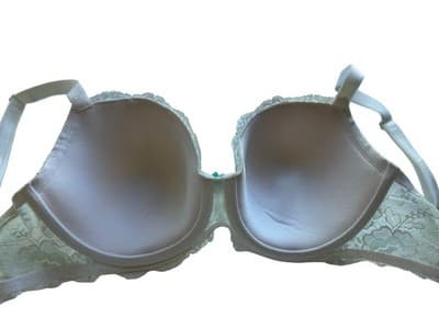 34DD White & Aqua Lined Demi Victorias Secret Bra Dream Angels Bow Free Shipping - Thumbnail 3
