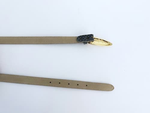 Vintage 1980’s Snakeskin Look Belt Gray Gold Skinny Boho Dagger Prairie Fall - Thumbnail 3