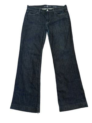 Size 32 7 For All Mankind Women’s Flare Leg Dark Denim Jeans Ginger Style - Thumbnail 3