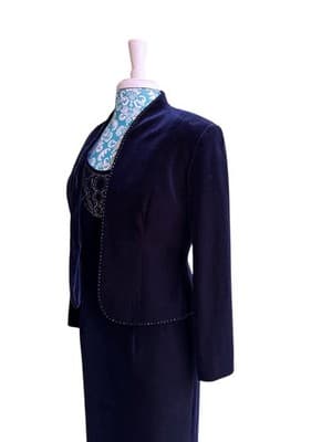 Adriana Papell Velvet Dress & Jacket Set Suit Christmas Evening Maxi Sequin Bead - Thumbnail 10