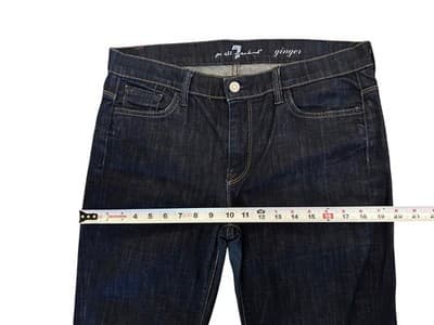 Size 32 7 For All Mankind Women’s Flare Leg Dark Denim Jeans Ginger Style - Thumbnail 5