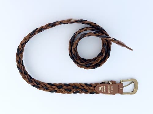 Vintage Belt Genuine Leather Braided Brown Bohemian Prairie Slouch Fall M/L - Thumbnail 3