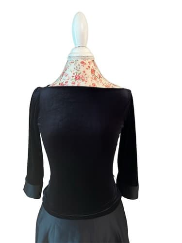 Tadashi 2 Petite Dress Black Velvet & Satin Vintage Neiman Marcus Avant Garde - Thumbnail 4