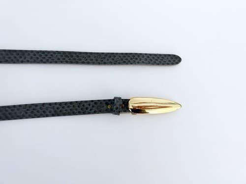 Vintage 1980’s Snakeskin Look Belt Gray Gold Skinny Boho Dagger Prairie Fall - Thumbnail 2