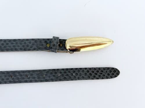 Vintage 1980’s Snakeskin Look Belt Gray Gold Skinny Boho Dagger Prairie Fall - Thumbnail 4