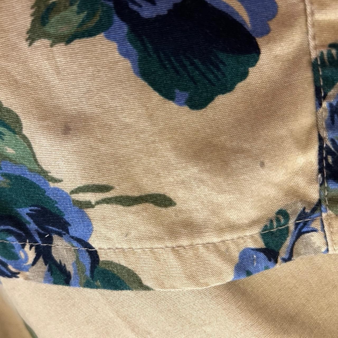 Vintage Long Cotton Floral Skirt Cottage Core Shabby Grunge Blue Roses Floral XS - Thumbnail 7