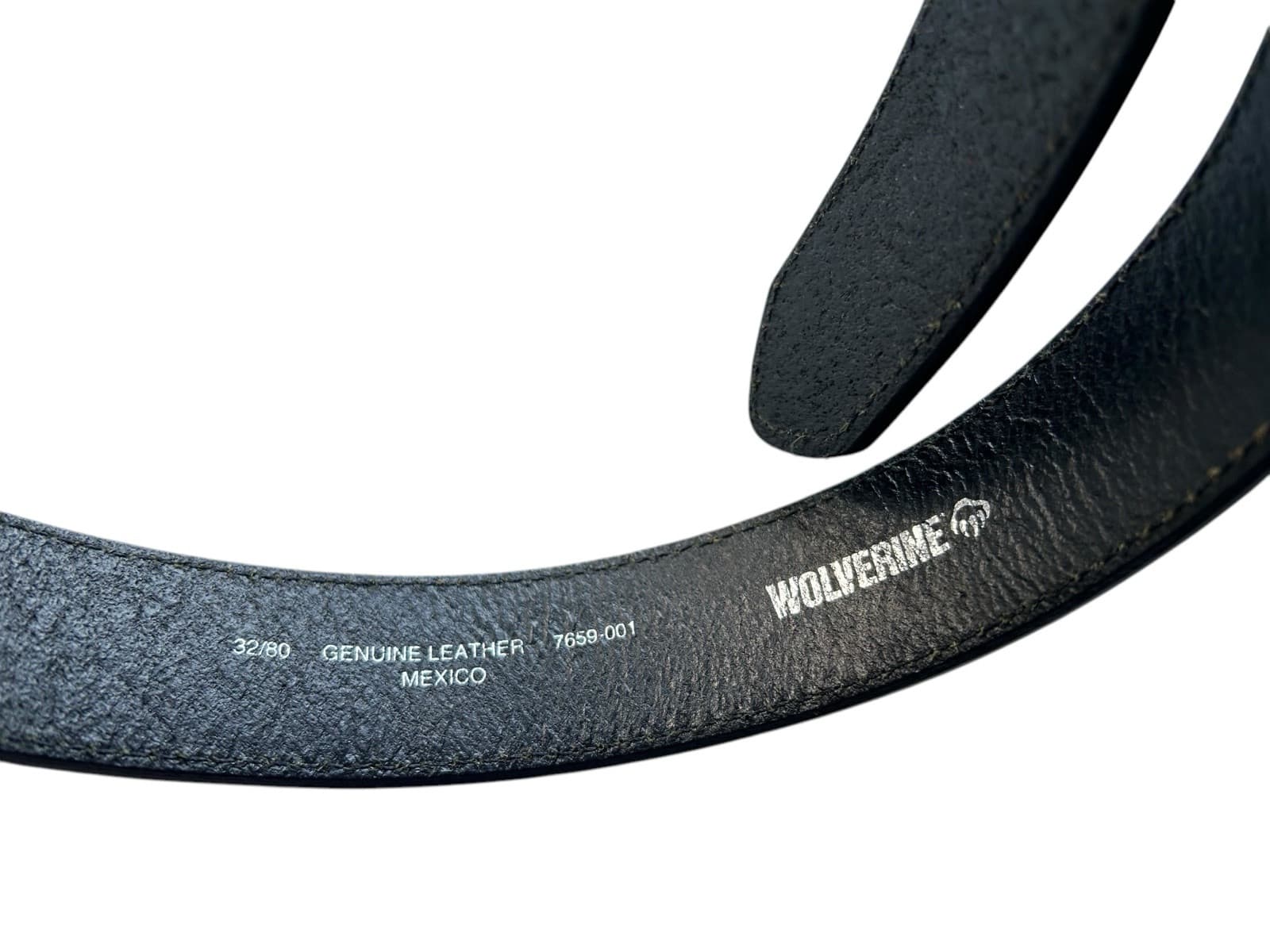 Wolverine 32 Black Genuine Leather Belt Silver Buckle Men’s Excellent Condition - Thumbnail 2