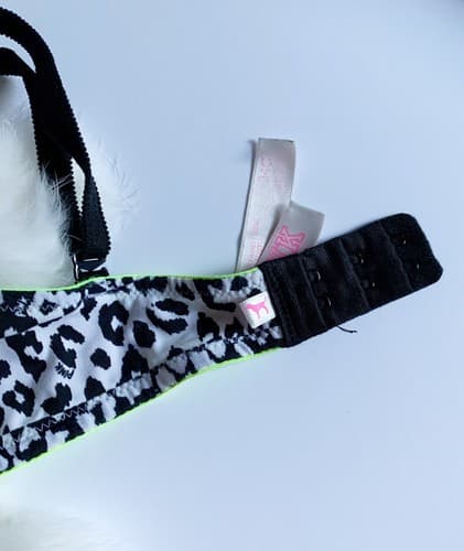 Victoria’s Secret Bra 34C Lime Green Black White Leopard Bralette Lingerie Logo - Thumbnail 2
