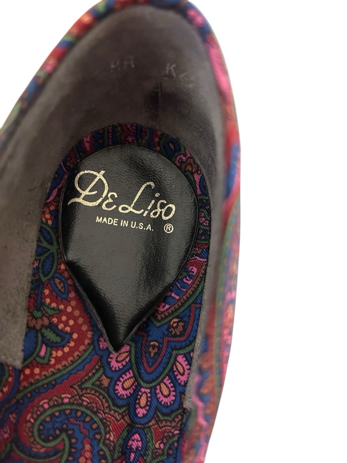 Vintage Women’s Fabric Cotton Shoes Rockabilly 7AA Pink Wine 1980’s Heels Teal - Thumbnail 7