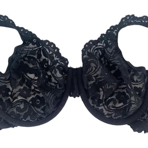 Smart & Sexy Black Bra Lingerie Lace Rhinestone Charm 34DD Bow French Style - Thumbnail 4