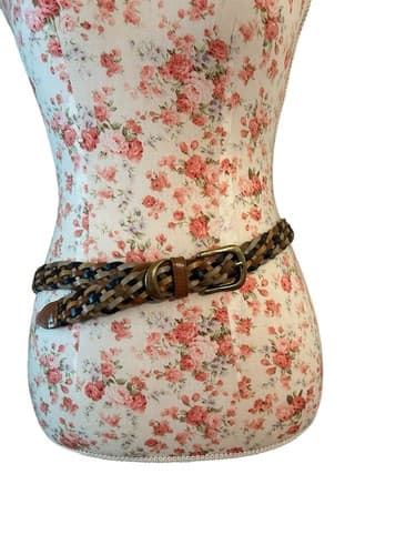 Vintage Belt Genuine Leather Braided Brown Bohemian Prairie Slouch Fall M/L - Thumbnail 2